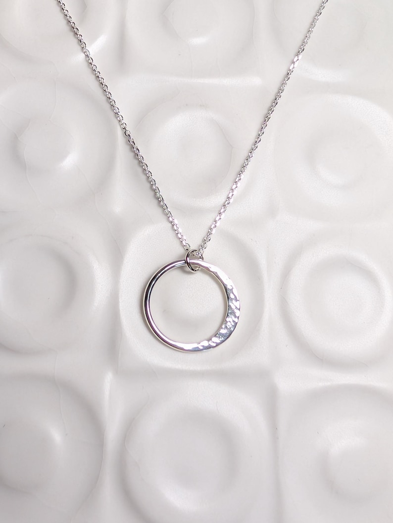 Hammered Sterling Silver Moon Necklace- 2 cm Crescent moon Pendant. Handmade in the UK image 15