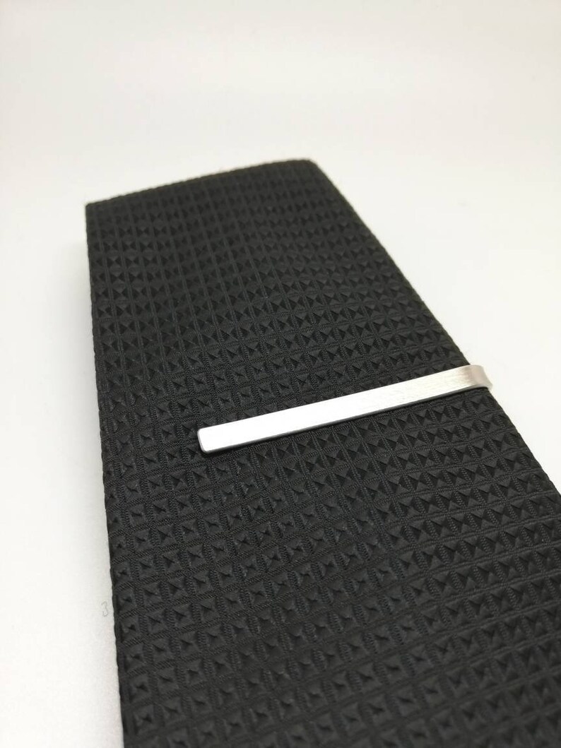 Sterling silver tie slide Silver tie bar Matte satin finish handmade in the UK