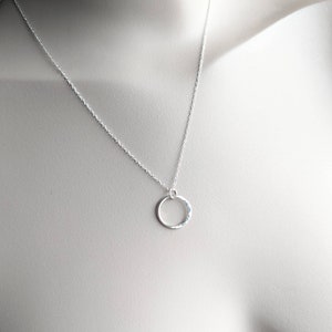 Silver moon Necklace, Sterling silver tiny half moon, hammered moon pendant, crescent moon necklace for women, handmade in the Uk image 8