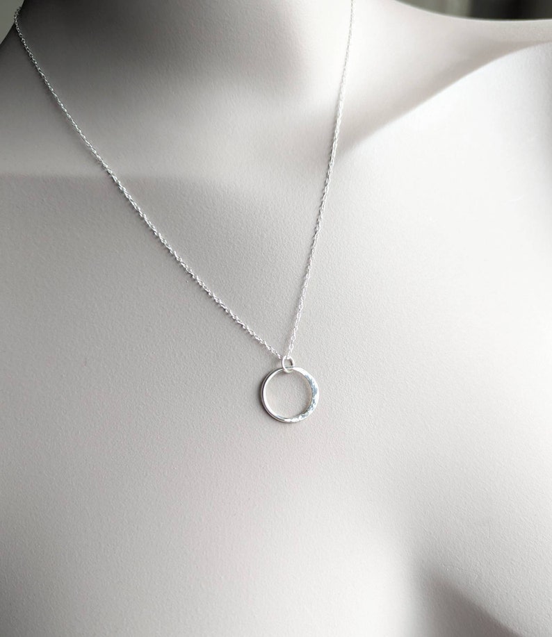 Silver moon Necklace, Sterling silver tiny half moon, hammered moon pendant, crescent moon necklace for women, handmade in the Uk image 8
