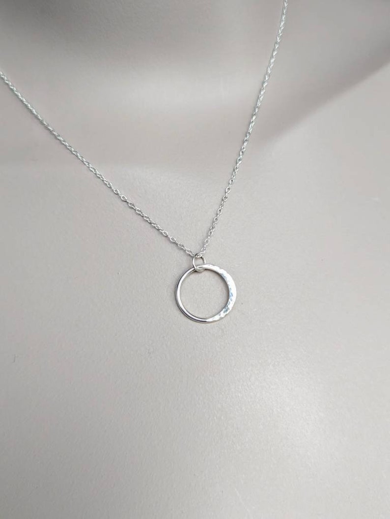 Silver moon Necklace, Sterling silver tiny half moon, hammered moon pendant, crescent moon necklace for women, handmade in the Uk image 9