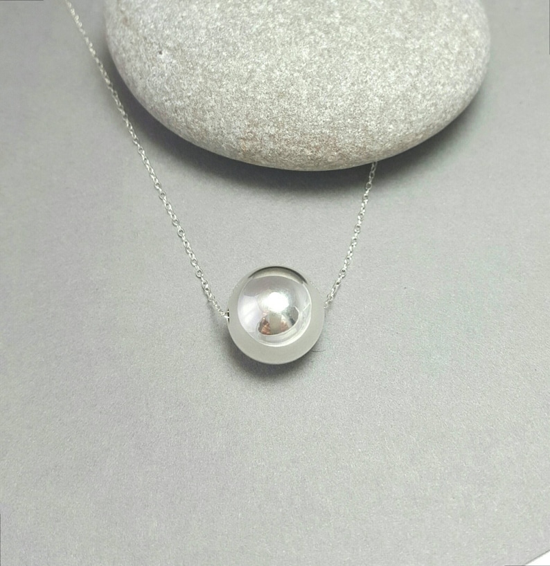 Sterling silver ball necklace 16mm large bead pendant Etsy