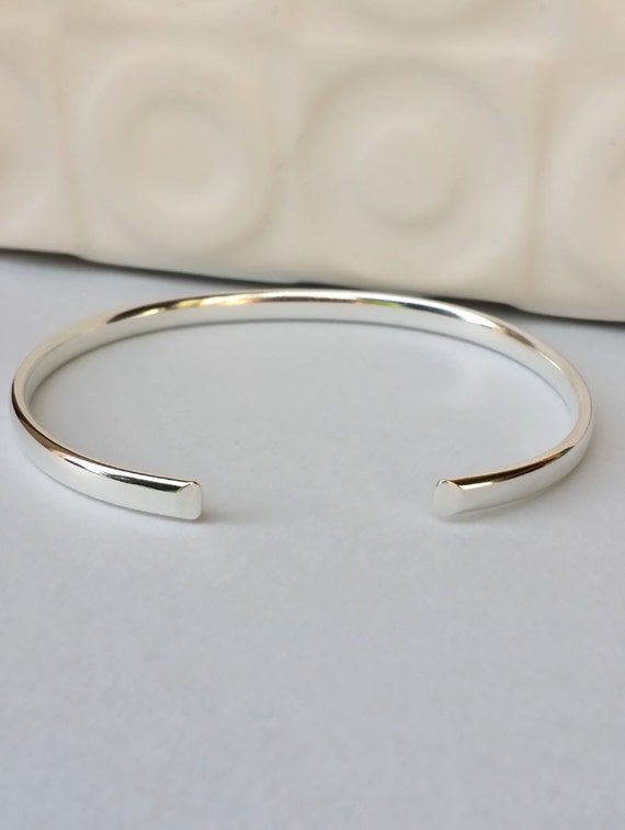 Silver Bangle Feature Hallmark Solid Silver Adjustable Sterling Silver Ladies