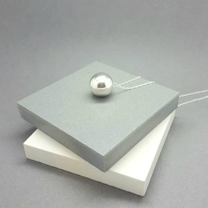 Sterling Silver Ball Necklace: Modern Edgy Statement jewelry, large floating ball Pendant