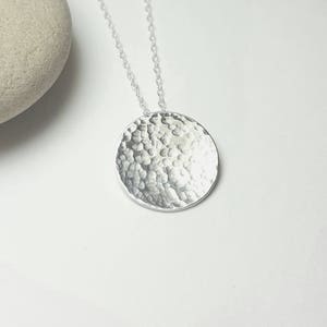 Tiny moon necklace, Sterling Silver hammered full moon pendant, Lunar necklace, moon necklace for women, Handmade in the UK, moon jewellery