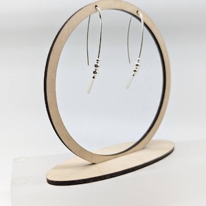 Long silver drop earrings, Sterling silver earrings, long dangle, Long silver bead earrings, Recycled Eco Silver, handmade in UK