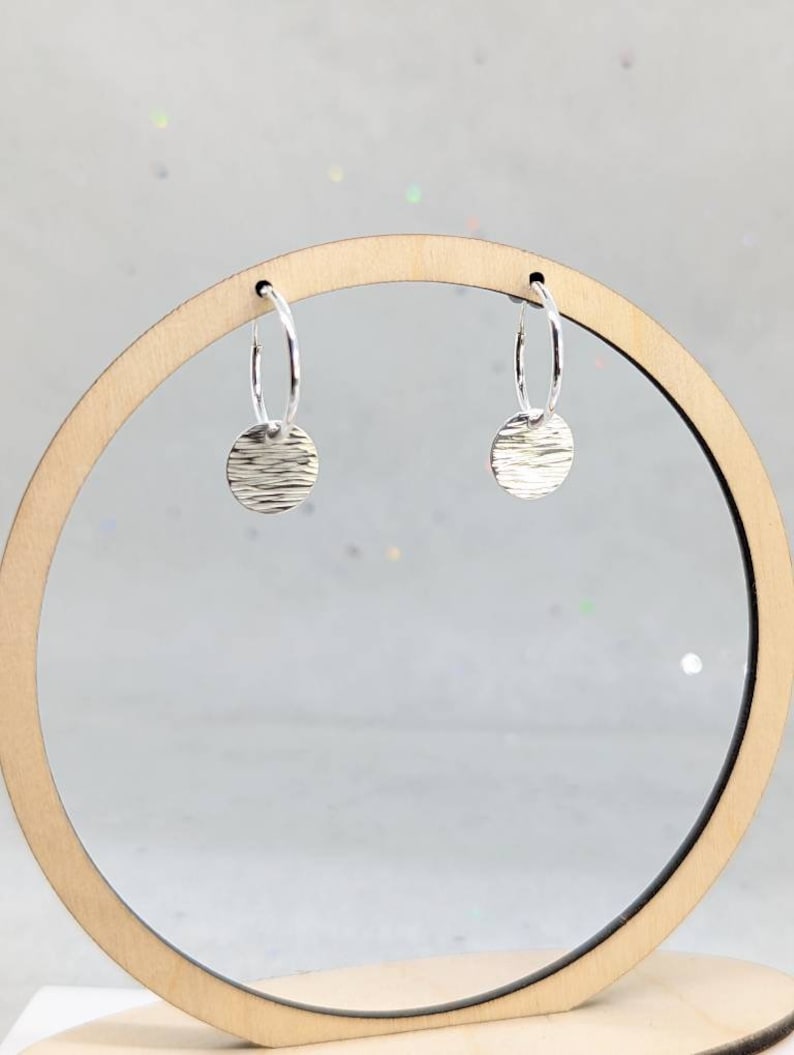 Hammered Silver Earrings, Sterling Silver Coin Hoops, Small Huggy Hoops ...