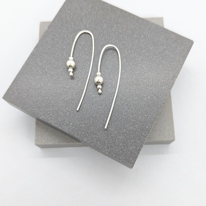 Sterling Silver Bead Drop Earrings: Handmade Modern Dangle