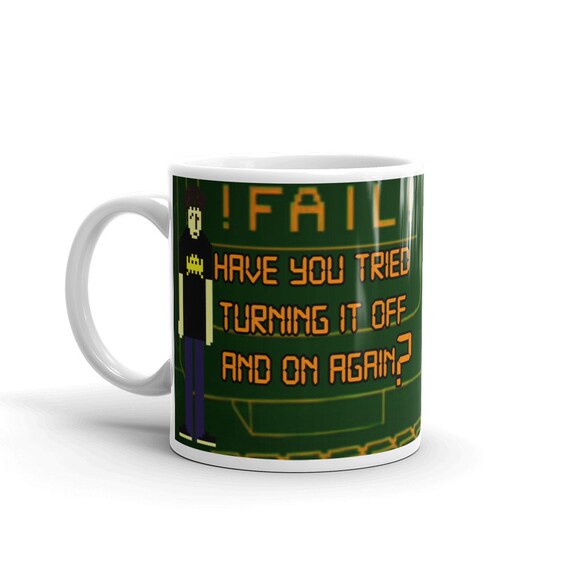 Funny Coffee Mugs Glass Coffee Mug Makes a Great Gift for Fans of The IT Crowd Have You Tried Turning it Off and On Again 