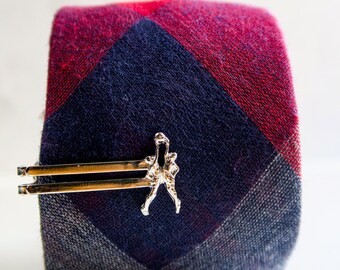 Basketball Tie Clip | Basketball Tie Bar | Silver Toned Sports Tie Clip