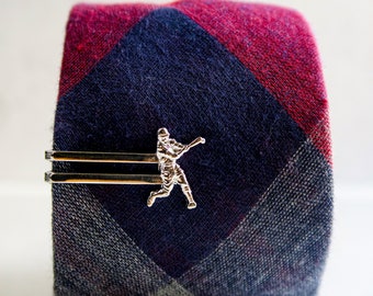 Baseball Tie Clip | Baseball Tie Bar | Silver Toned Sports Tie Clip