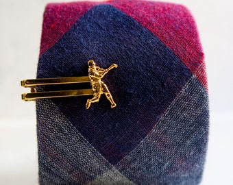 Baseball Tie Clip | Baseball Tie Bar | Gold Toned Sports Tie Clip