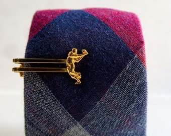 Football Tie Clip | Football Tie Bar | Gold Toned Sports Tie Clip