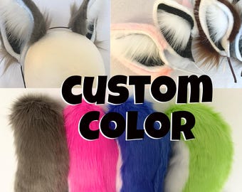 Custom color wolf ears and tail set wolf costume wolf furry wolf fursuit canine tail and ears folf husky wolf ears headband wolf cosplay
