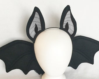 Black Bat ears or wings bat costume bat ears headband bat wings bat costume cosplay realistic bat ears bat wings bat costume