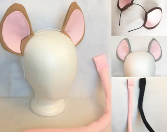 Mouse ears or Tail mouse ears headband mouse tail custom rat ears rat tail mouse costume ears mouse costume mouse ears big mouse ears