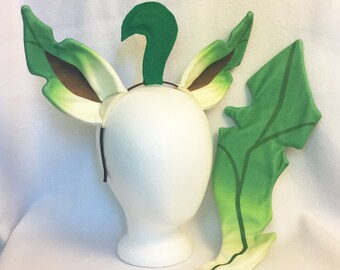 Leafeon Ears or Tail Leafeon cosplay ears headband Leafeon costume ears Leafeon Gijinka Eeveelution ears Leafeon Tail Leafeon ears and tail