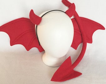 Custom Color Devil Costume Devil Wings Horns Tail Demon costume devil tail devil horns devil wings red devil costume you choose color