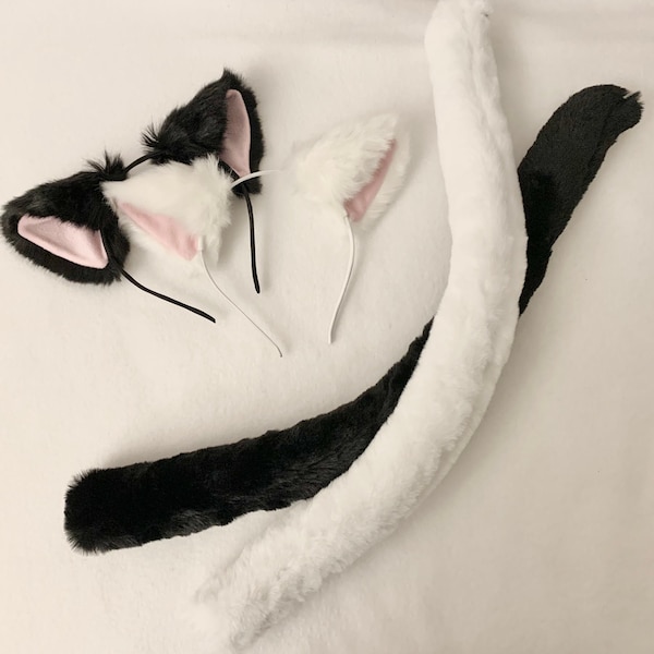 Cat Ears and Tail Multiple Colors cat ears headband kitty ears kitty tail kitty tail and ears cat tail and ears cat costume cat cosplay