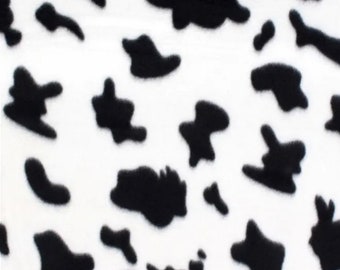 Black and white cow print fleece fabric cow print fabric cow fleece spotted cow black and white cow fleece sold by the yard