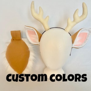 Deer Ears with optional antlers headband custom color doe fawn buck ears caribou ears stag ears elk ears deer costume deer headband