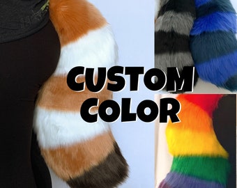 Custom Color Striped Raccoon Tail Furry Red Panda tail raccoon tail custom fursuit tail furry tail custom fursona tail striped tail