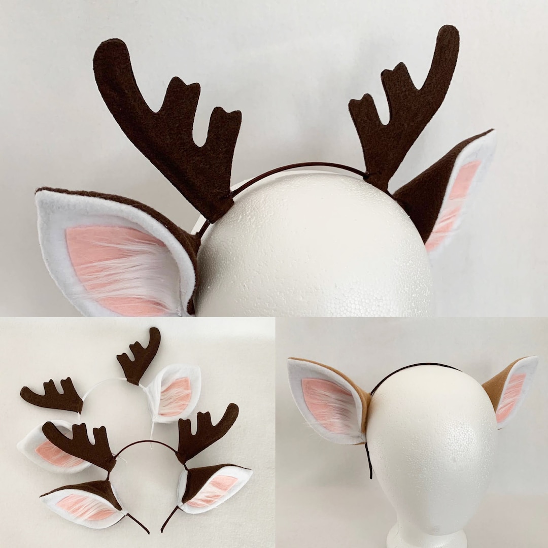 Deer Ears With Optional Antlers Headband Custom Color Doe Fawn Buck