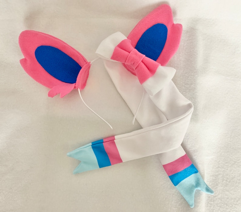 Sylveon Ears Bowtie Tail Sylveon cosplay ears Sylveon Bow Sylveon costume ears Sylveon Gijinka Eeveelution ears sylveon tail sylveon cosplay Ears Only