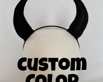 Custom color simple medium Plush Horns Costume horns pair of horns bull horns goat horns devil horns cosplay horns small curved horns