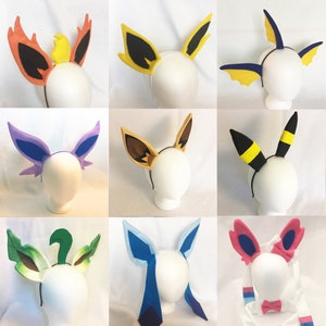 Eeveelution ear cosplay choose from 9 eeveelution ears eevee flareon vaporeon jolteon umbreon espeon leafeon glaceon sylveon pokemon costume