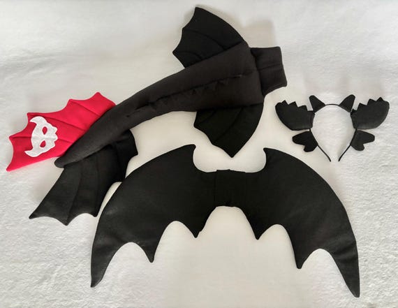 Black or white dragon wings tail and horns set black dragon costume white dragon wings tail and horns toothless dragon costume