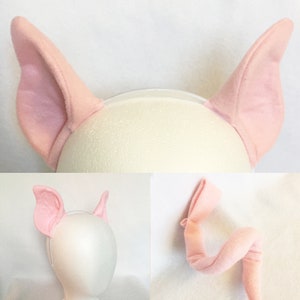 Pig Ears or tail pig costume pink pig ears pink realistic pig ears headband pink ears pig costume pig tail curly tail
