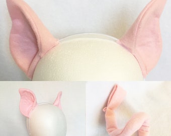 Pig Ears or tail pig costume pink pig ears pink realistic pig ears headband pink ears pig costume pig tail curly tail