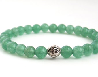 Green Aventurine Bracelet Stone Bracelet Stacking Bracelet Gemstone Bracelet Sterling Silver Artisan Bracelet Sterling Silver Bead Bracelet