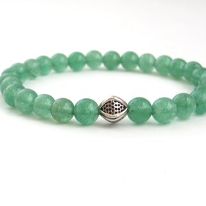 Green Aventurine Bracelet Stone Bracelet Stacking Bracelet Gemstone Bracelet Sterling Silver Artisan Bracelet Sterling Silver Bead Bracelet