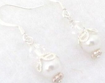 Bride Earrings Wedding Earrings Pearl Earrings White Earrings June Birthstone Bride Jewelry Bridal Jewelry Wedding Jewelry June Birthday