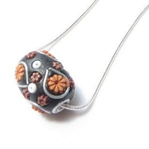 Clay Bead Necklace Multi-Color Necklace Silver Chain Necklace Ethnic Necklace Minimalist Necklace Charm Necklace Handmade Bead Necklace