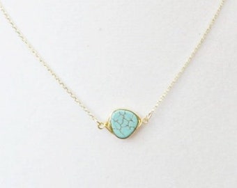 Turquoise Necklace Gold Necklace Southwestern Necklace Southwest Necklace Southwestern Chic Gemstone Necklace Wire Wrapped Christmas Gift