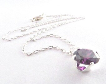 Amethyst Necklace February Birthday Gift Idea For Her Purple CZ Necklace Purple Cubic Zirconia February Birthstone Necklace Minimalist