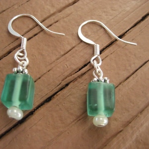 Beach Earrings Sea Glass Earrings Summer Earrings Beach Wedding Seafoam Earrings