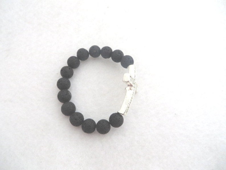 Sideways Cross Bracelet Crystal Cross Bracelet Black Stretch Etsy