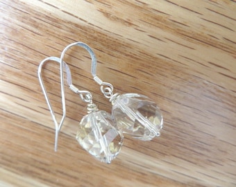 Swarovski Crystal Earrings, Silver Shade Helix, Bridal Jewelry