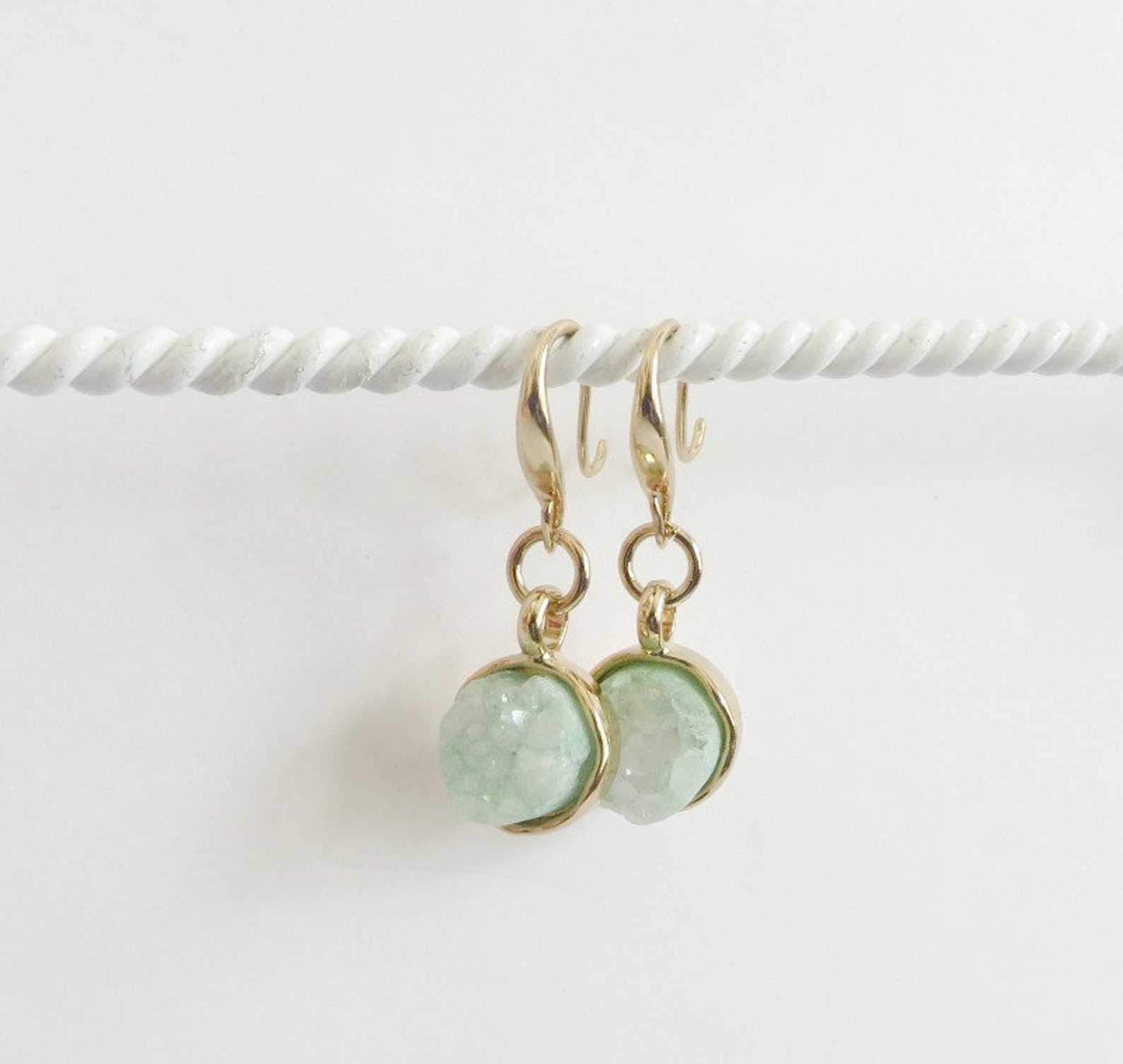 Seafoam Green Earrings Mint Green Earrings Druzy Earrings Etsy