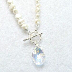 Freshwater Pearl Necklace Swarovski Crystal Necklace Statement Necklace Wrap Necklace Wedding Necklace Bride Necklace Bridal Jewelry June