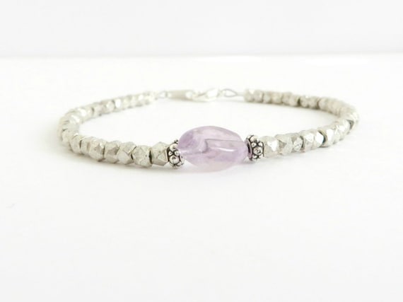 Amethyst Bracelet, Karen Hill Tribe Silver, February Birthstone