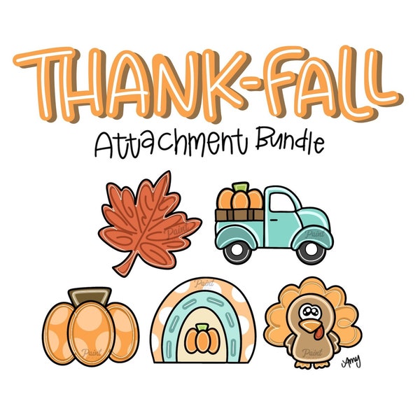 DIGITAL TEMPLATE: Thanksgiving Thankful Pumpkin Turkey Fall Truck Give Thanks Attachment Bundle Seasonal Door Hanger Porch Sign Attachments