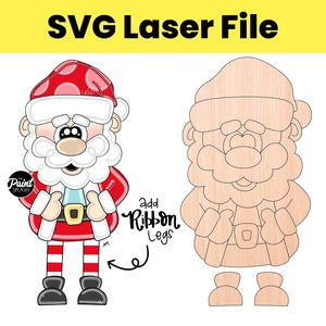 SVG Laser File Santa Claus Christmas Ho Ho Ho Ribbon Legs Digital Door Hanger Template