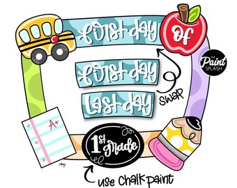 DIGITAL TEMPLATE: Back to School Photo Prop Teacher School Bus Apple Pencil Door Hanger Template PDF Jpg Jpeg