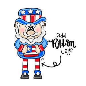 DIGITAL TEMPLATE: Patriotic Uncle Sam USA Fourth of July 4th Ribbon Legs Door Hanger Template