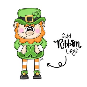 DIGITAL TEMPLATE: St Patricks Day Leprechaun Lucky Ribbon Legs Door Hanger Template